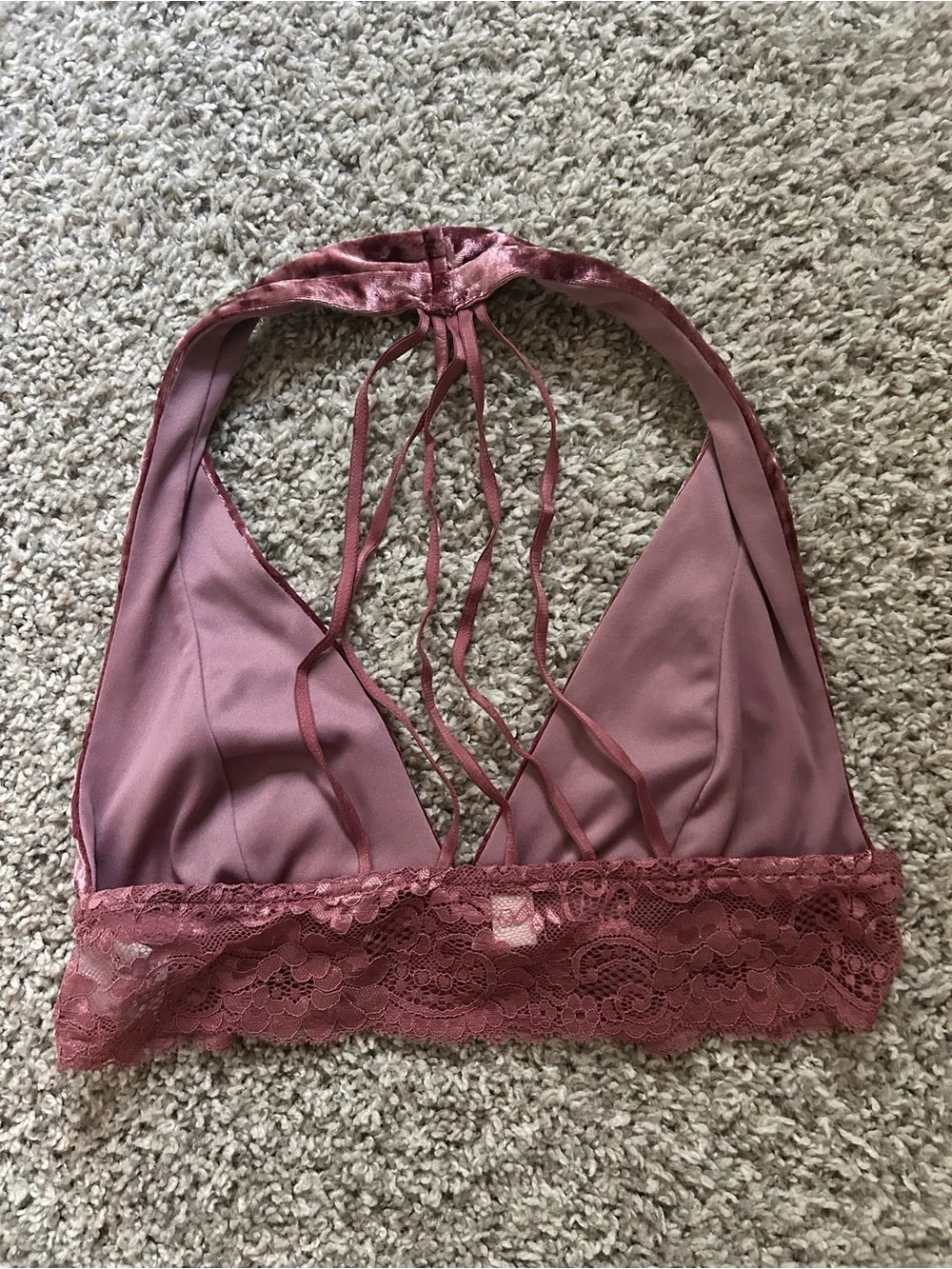 Whimsigoth Velvet Lace Halter Top Bralette Top